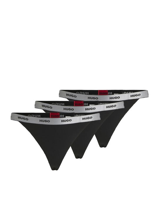 Damen Zeichenfolge 3Pack Black