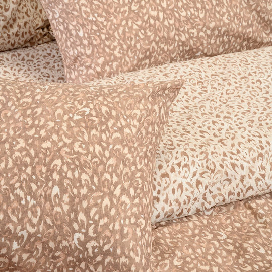 Melinen Bettbezug-Set Einzelbett mit Kissenbezug 165x245 Leo Mocca