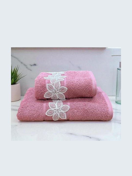 Linea Home Bath Towel Set 2pcs Como Dusty Pink Weight 500gr/m²