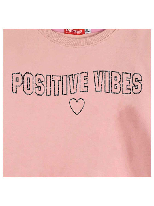 Kinder Sweatpants Set - Jogginganzug Anthracite, Salmon 2Stück Positive Vibes