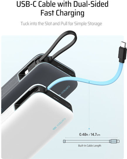 Cuktech CP25 Power Bank 20000mAh 55W with USB-A Port and USB-C Port Gray