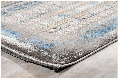 Tzikas Carpets 31637-110 Teppich Rechteckig Synthetisch,Polyester/Cotton/Leather mit Fransen Quares