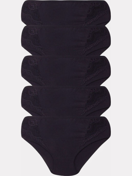 Βαμβακερά Women's Slip MultiPack with Lace Black