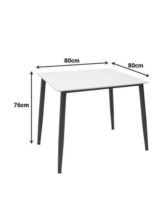 Gustas Platz Tisch Speisesaal Weiß 80x80x76cm