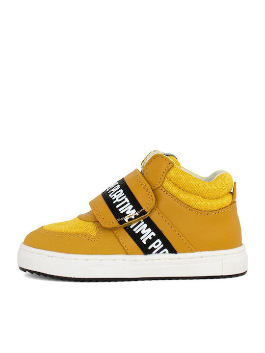 Παιδικά Sneakers High Ανατομικά με Σκρατς Κίτρινα