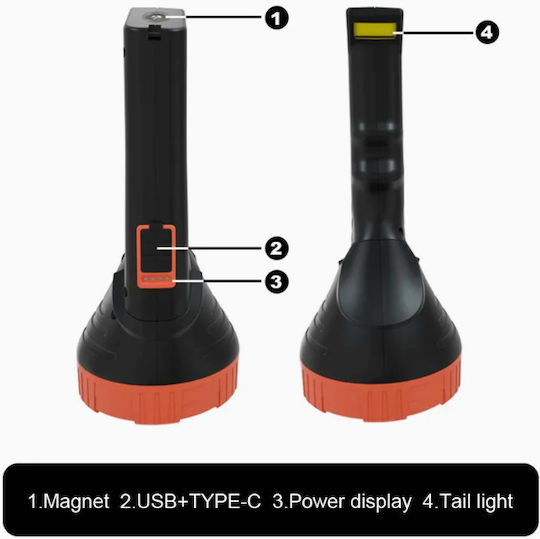 Lumină de lucru și de sit, cu baterie Lanternă LED IPX4 cu Luminozitate Maximă 1200lm Roșu
