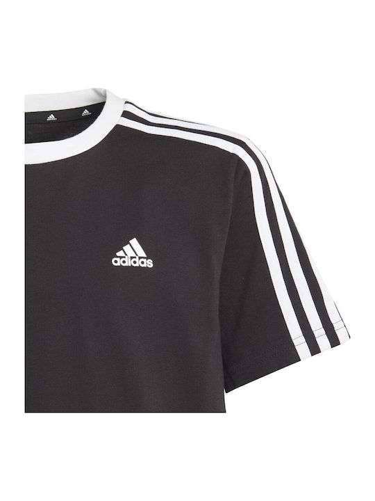 Παιδικό T-shirt Μαύρο Essentials 3 Stripes