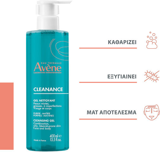 Eau Thermale Avène Cleanance Gel Reinigung Gesicht für Akne-anfällige Haut 400ml