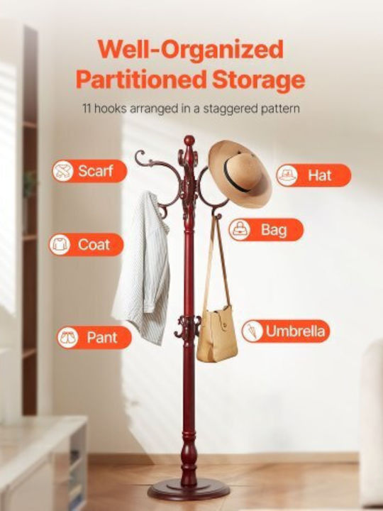 Vevor Wooden Coat Rack Brown