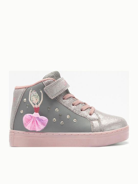 Kids Sneakers High with Scratch & Lights Gray