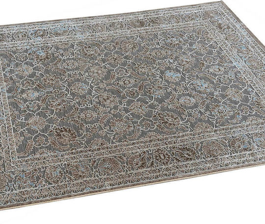 Madi Posh Teppich Rechteckig Synthetisch,Polyester/Cotton/Leather Grey Blue