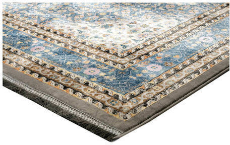Tzikas Carpets Quares 32968-095 Teppich Rechteckig Synthetisch,Polyester/Cotton/Leather mit Fransen Gray