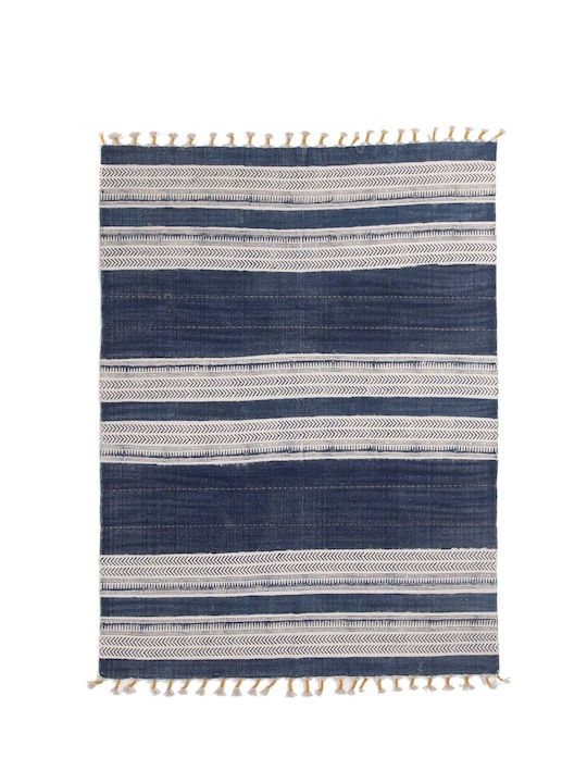 Royal Carpet Lotus Cotton Kilim 035 Rug Rectangular Cotton with Fringes Blue