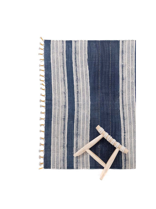 Royal Carpet Lotus Cotton Kilim 035 Rug Rectangular Cotton with Fringes Blue