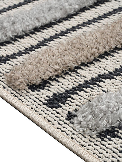 Madi Cables Anti-slip Rug Rectangular with Fringes Gray