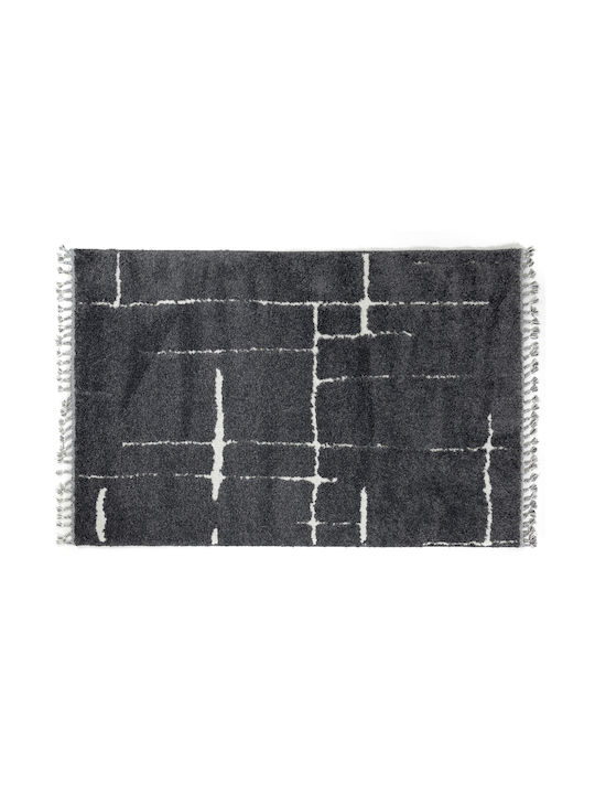 Ezzo Soffice B598AX2 Covor Rectangular Shaggy cu franjuri Cărbune de lemn