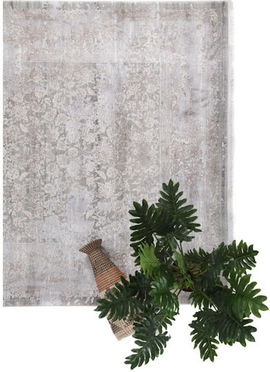 Royal Carpet Bamboo Silk 5987A Runner Silk Light Grey and Dark Beige 80x150cm