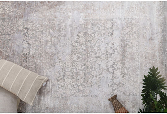 Royal Carpet Bamboo Silk 5987A Runner Silk Light Grey and Dark Beige 80x150cm