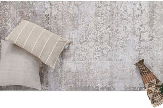 Royal Carpet Bamboo Silk 5987A Runner Silk Light Grey and Dark Beige 80x150cm