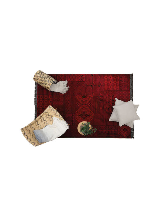 Royal Carpet Afgan 7675A Teppich Rechteckig Synthetisch,Polyester/Cotton/Leather mit Fransen Dark Red