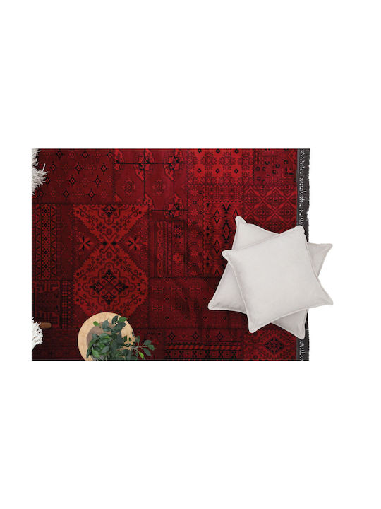 Royal Carpet Afgan 7675A Teppich Rechteckig Synthetisch,Polyester/Cotton/Leather mit Fransen Dark Red