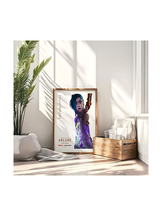 Gaming Poster Arcane League Legends Jinx Gm2396 21cm X 30cm Black Wooden Frame