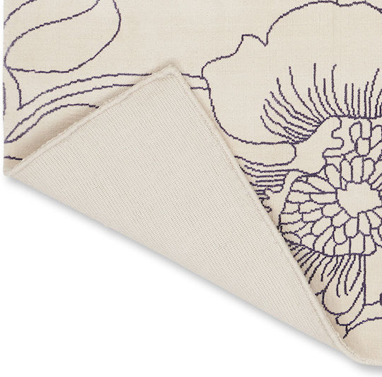 Ted Baker Linear Floral Handgefertigt Teppich Rechteckig Baumwolle 162508 Blue