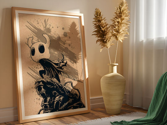 Gaming Poster Hollow Knight Knight Cover Gm2370 21cm X 30cm Λευκό Ξύλινο Κάδρο