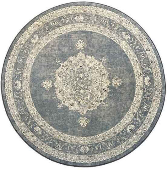 Bekas Carpets Χαλί Στρογγυλό με Κρόσια Γκρι Φ100cm