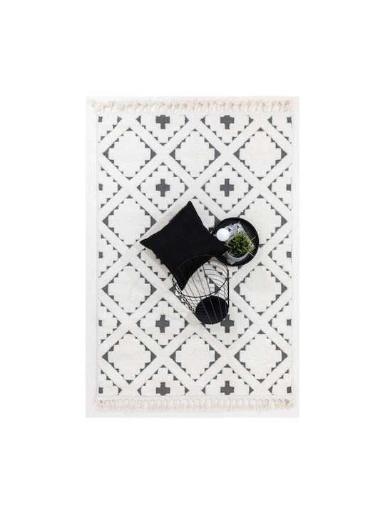 Ezzo Perla D046a1a Rug Fireplace Rectangular with Fringes Cream