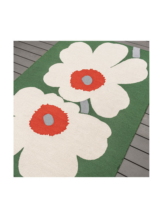 Marimekko Unikko 60th Anniversary 433007 Handgefertigt Teppich Außenbereich Rechteckig Synthetisch,Polyester/Cotton/Leather Green