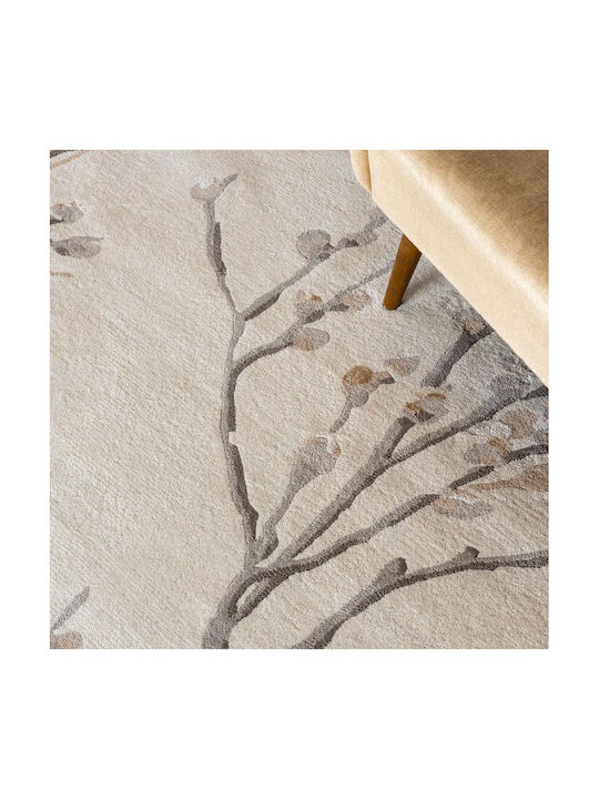 Laura Ashley Pussy Willow Handmade Rug Rectangular Gray