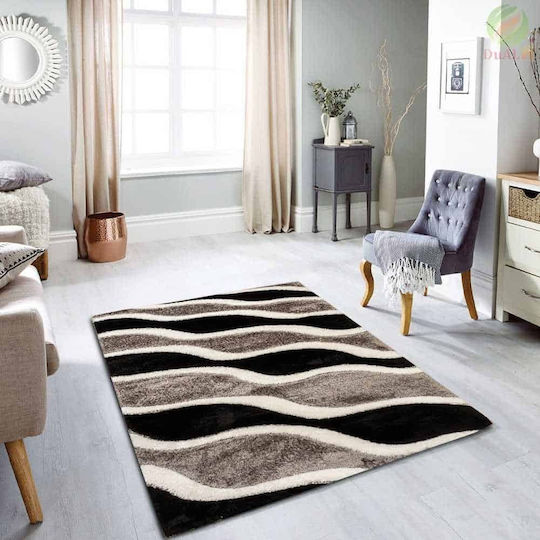Rug Rectangular Silk Black-grey