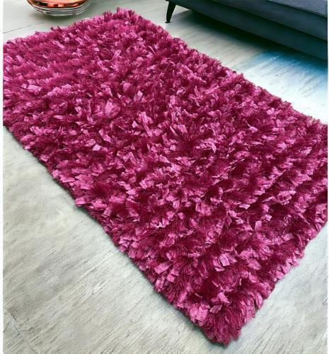 Linea Home Ribbon Rug Rectangular Shaggy Fuchsia