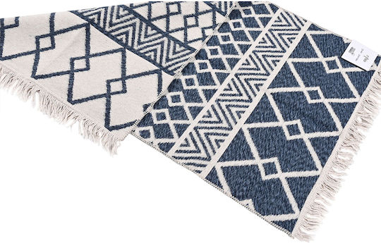 Balsan Aria Rug Rectangular Cotton with Fringes Blue