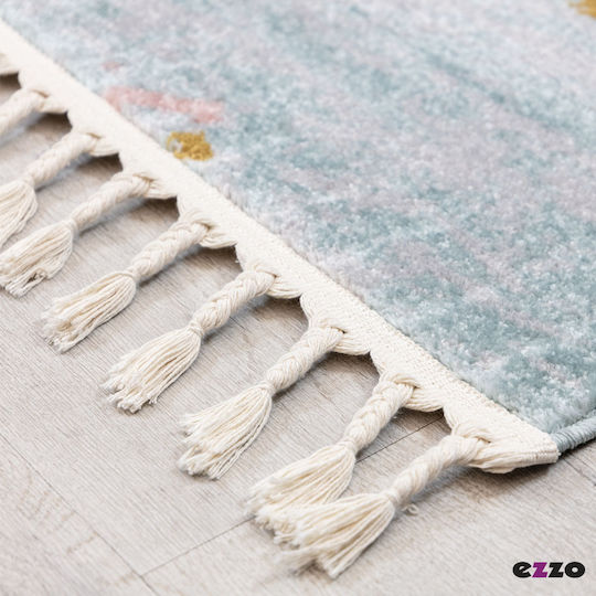 Ezzo Marrakesh B803AX6 Covor Rectangular cu franjuri albastru deschis