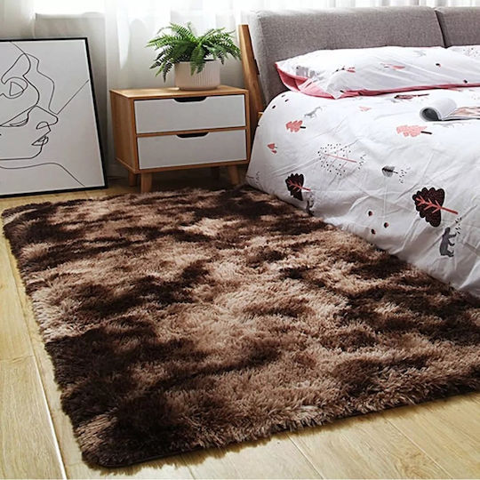 Strado Teppich Rechteckig Zottelig Synthetisch,Polyester/Cotton/Leather Braun
