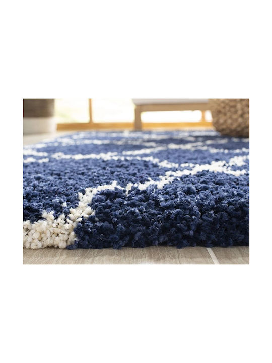 Saray Home Moroccan Wooven Χαλί Ορθογώνιο Shaggy Μπλε / Ιβουάρ 200x300cm