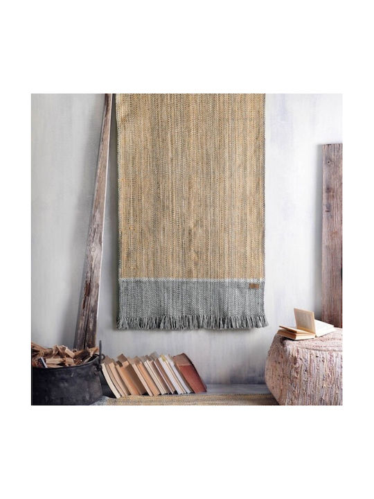 Rythmos Hera Teppich Rechteckig Sommer Synthetisch,Polyester/Cotton/Leather mit Fransen Gray