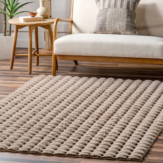 Saray Home Solid Design Antiderapant Covor Rectangular Shaggy Din blană Moka maro