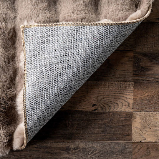 Saray Home Solid Design Antiderapant Covor Rectangular Shaggy Din blană Moka maro