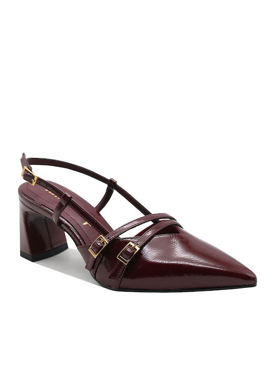 Synthetic Leather Burgundy Heels