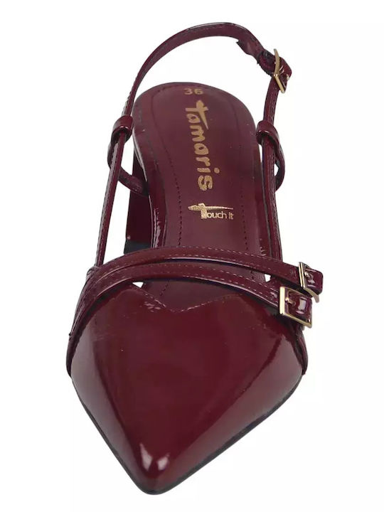 Synthetic Leather Burgundy Heels
