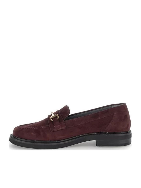 Δερμάτινα Γυναικεία Loafers σε Μπορντό Χρώμα
