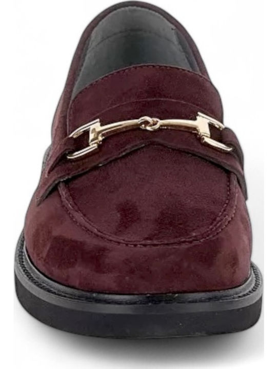 Δερμάτινα Γυναικεία Loafers σε Μπορντό Χρώμα