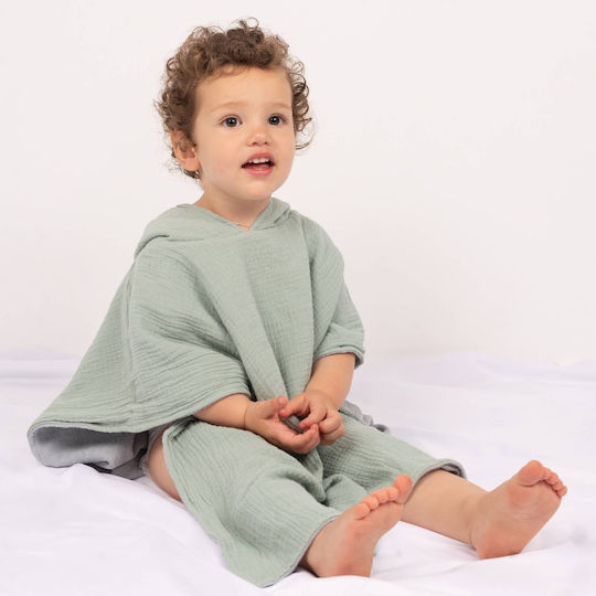 Poncho De Plajă Pentru Copii Made Double Muslin Terry Kidizi 2-5 Ani Curry