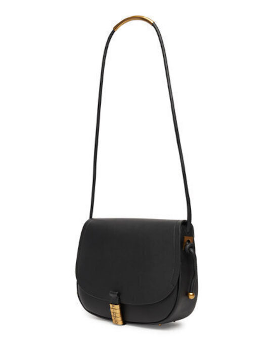 Classic Leder Damentasche Schultertasche Schwarz