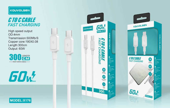3M Regular USB 2.0 Cablu USB-C bărbătesc - USB-C 60W 3m (901767)