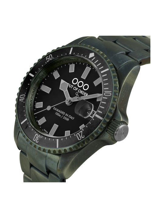 Out Of Order Γυναικείο Ρολόι 44mm Μπαταρίας με Μαύρο Μεταλλικό Μπρασελέ