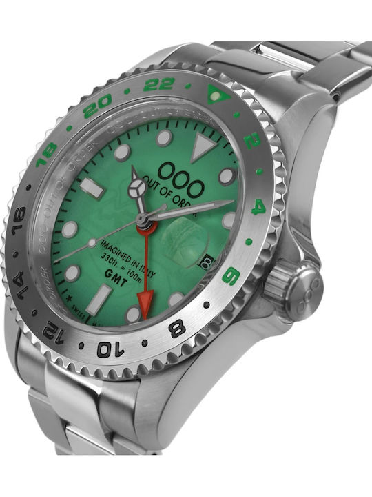 Out Of Order Men's Watch Battery with Silver Metal Bracelet
